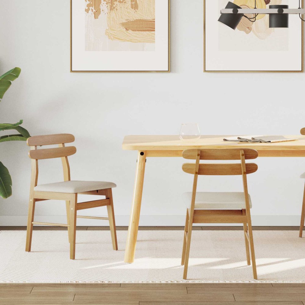 vidaXL Matstol 2 pcs Naturlig och ljus Massiv Gummiträ