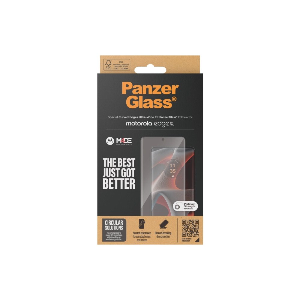 PanzerGlass PanzerGlass - skärmskydd för mobiltelefon - ultra-bred passform, böjda kanter