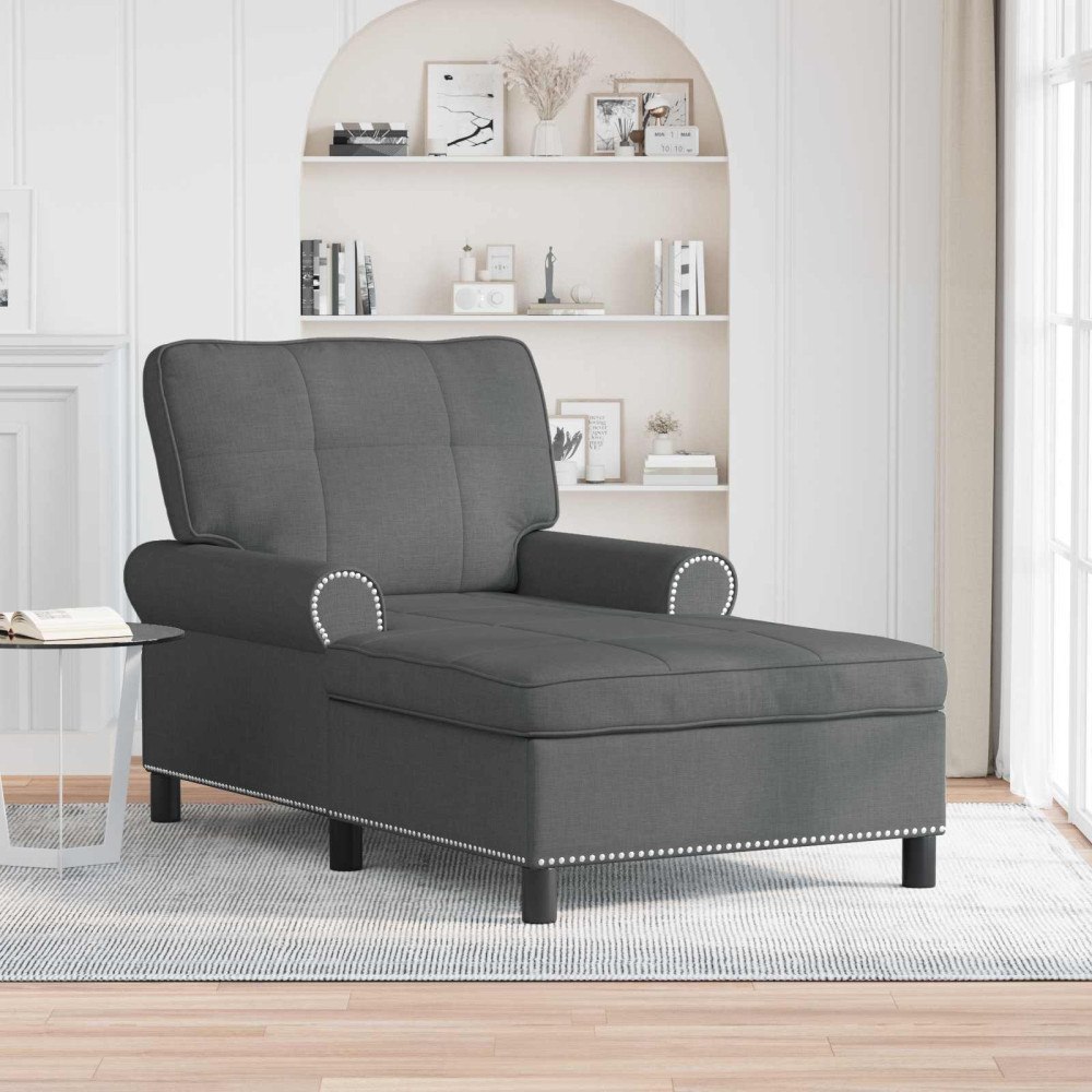 vidaXL Chaise Lounge med kudde Mörkgrå 91 x 157 x 91 cm tyg