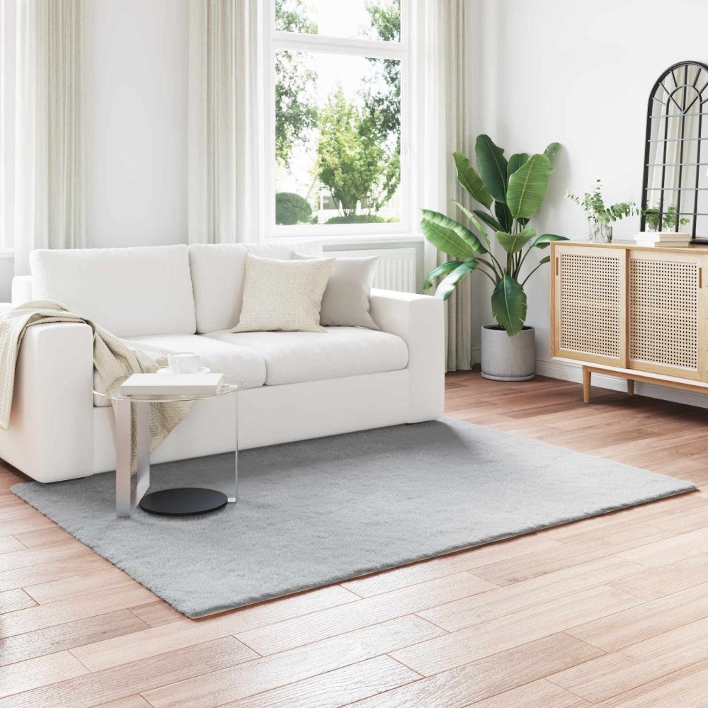 vidaXL Fusk-kaninpälsmatta Olite Grå 160 x 230 cm Polyester