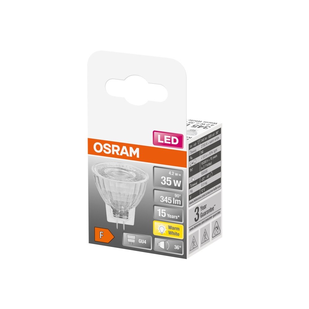 LEDVANCE OSRAM LED STAR - LED-spotlight - form: MR11 - GU4 - 4.2 W - varmt vitt ljus - 2700 K