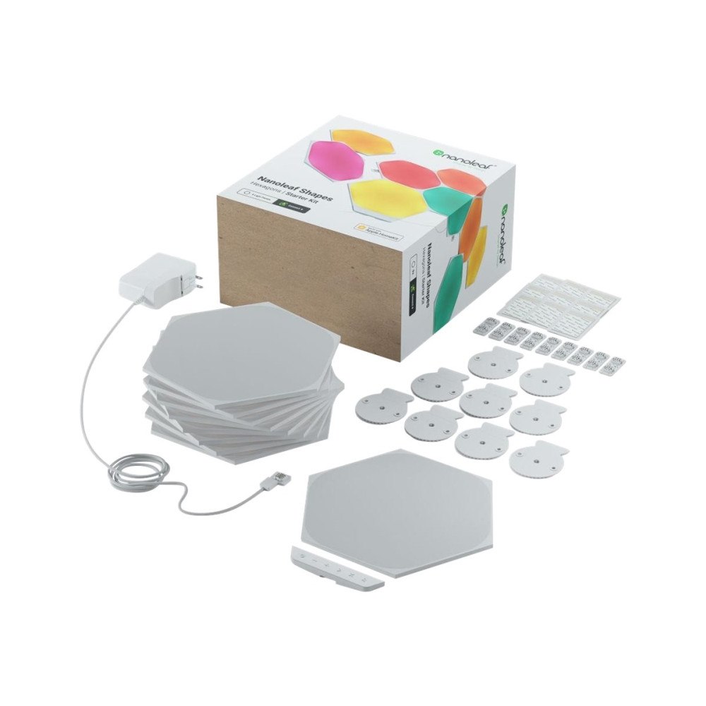 Nanoleaf Nanoleaf Shapes Smarter Kit - trådlös belysningsuppsättning - LED x 9 - 2 W - 16 miljoner färger - 1200-6500 K - sexhörn...