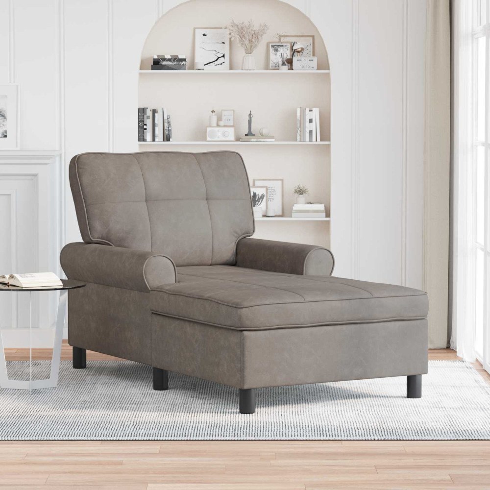 vidaXL Chaise Lounge med kudde Grå 91 x 157 x 91 cm Antik PU