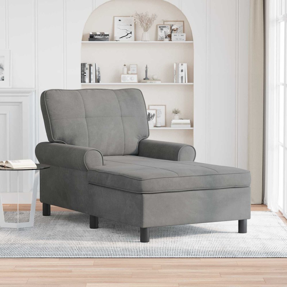 vidaXL Chaise Lounge med kudde Mörkgrå 91 x 157 x 91 cm Sammet