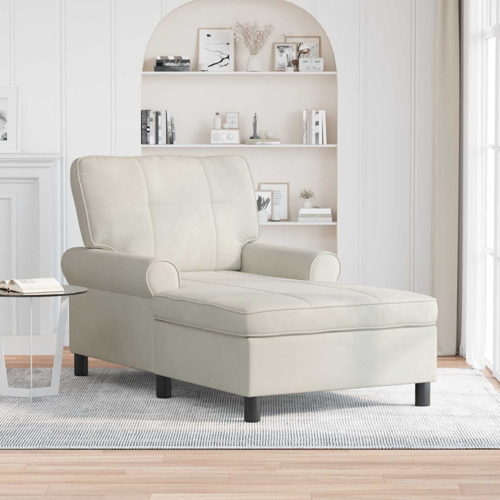vidaXL Chaise Lounge med kudde Kräm 91 x 157 x 91 cm Sammet