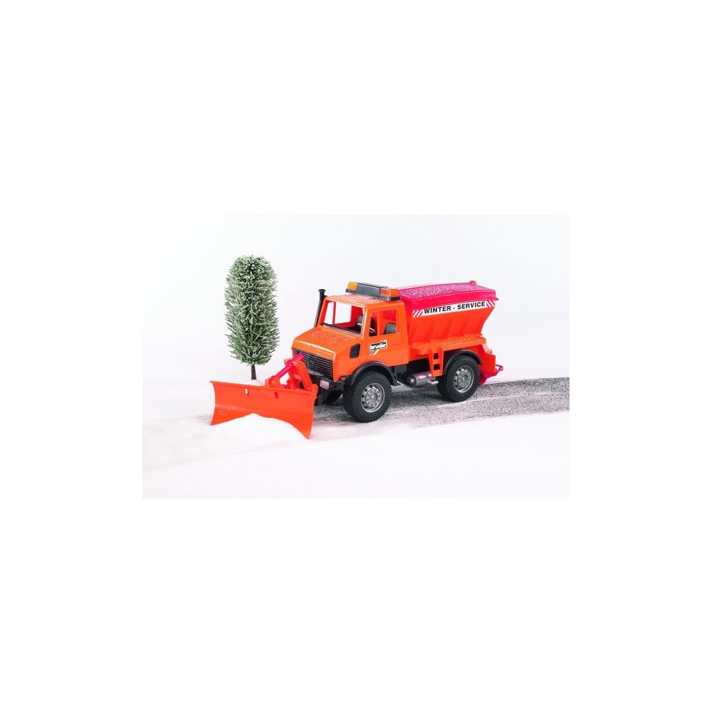 Bruder Bruder Mercedes-Benz Unimog winter service with plow blade t...