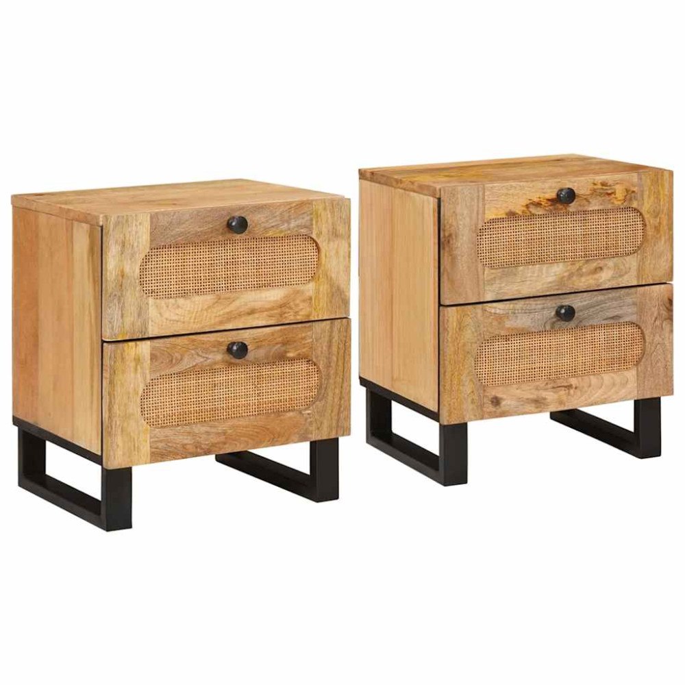 vidaXL Nattduksbord 2 pcs Naturfärg 40 x 33,5 x 46 cm Massivt mangoträ