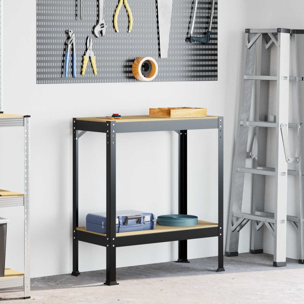 vidaXL Arbetsbänkar med hylla Svart 81 x 41 x 145 cm Konstruerat trä