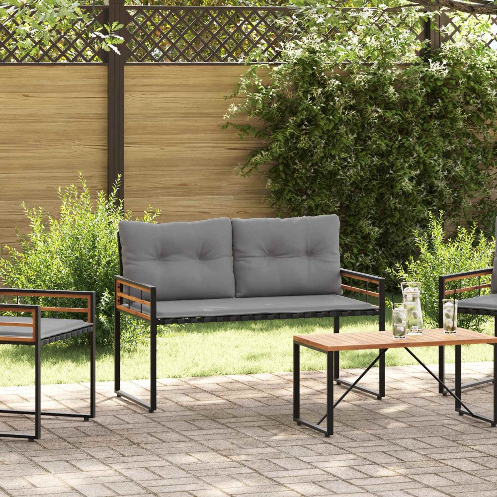 vidaXL Trälagerssoffa med kudde Enfärgad Ljusgrå 114 x 55 x 77 cm