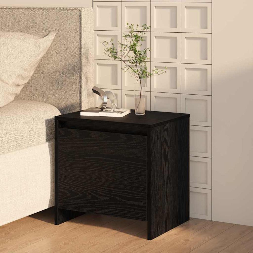 vidaXL Nattduksbord Svart Ek 45 x 34 x 44,5 cm Konstruerat trä