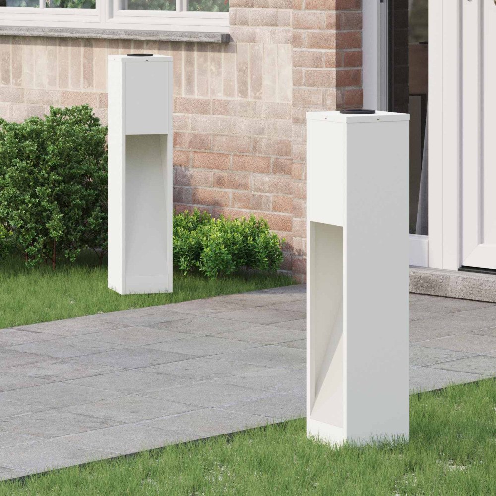 vidaXL Solcell LED-vägbelysning 2 pcs Vit Kallvalsat stål