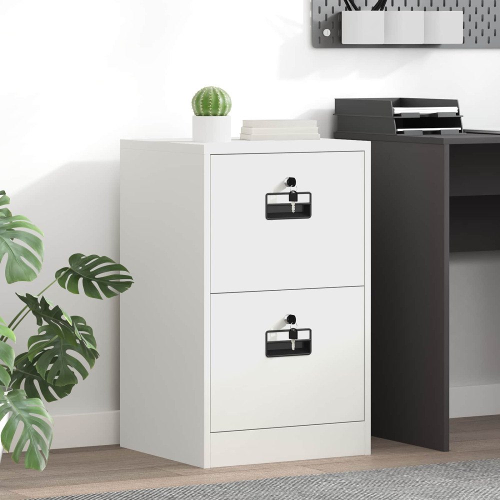 vidaXL Arkivkåp med låda Vit 44 x 50 x 106.5 cm Kallvalsat Stål