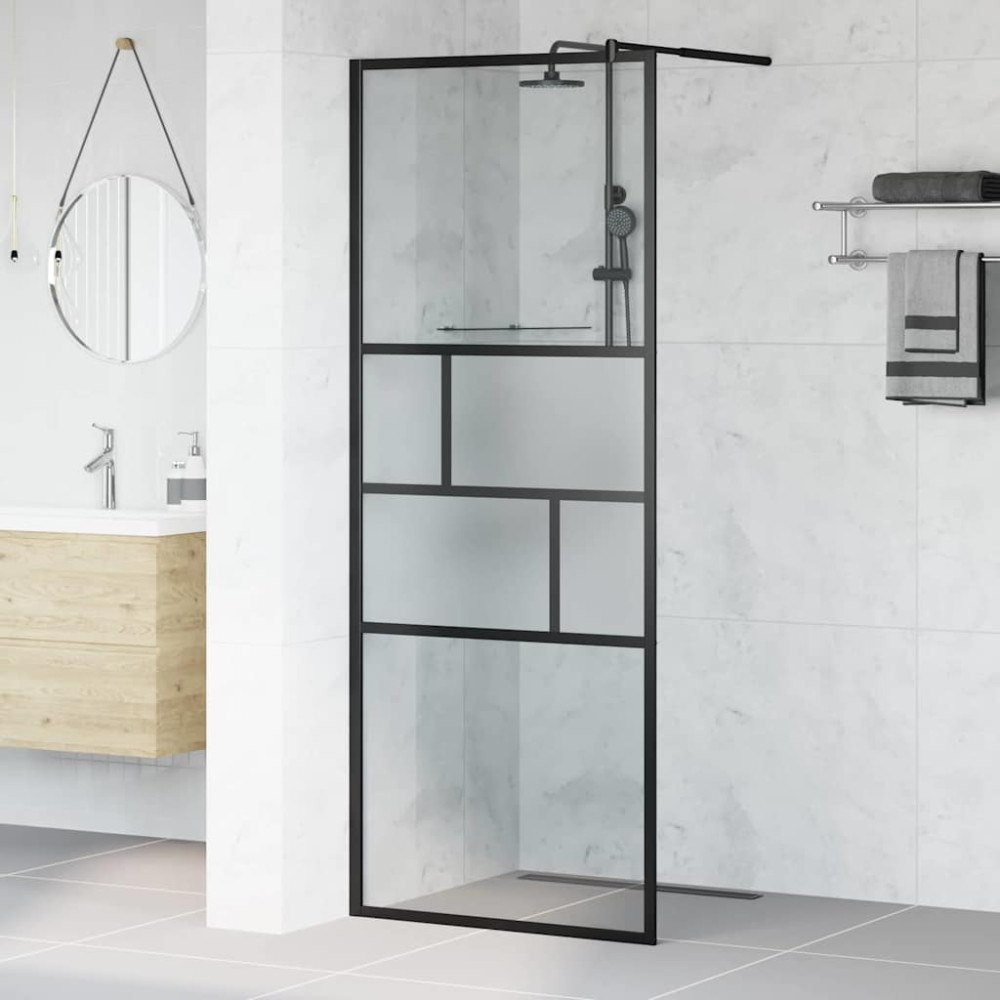 vidaXL Walk-in Duschvägg Svart 80 x 195 x 0.5 cm Glas och Aluminium