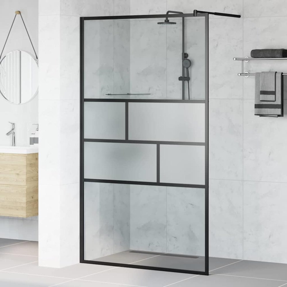 vidaXL Walk-in Duschvägg Svart 80 x 195 x 0.5 cm Glas och Aluminium