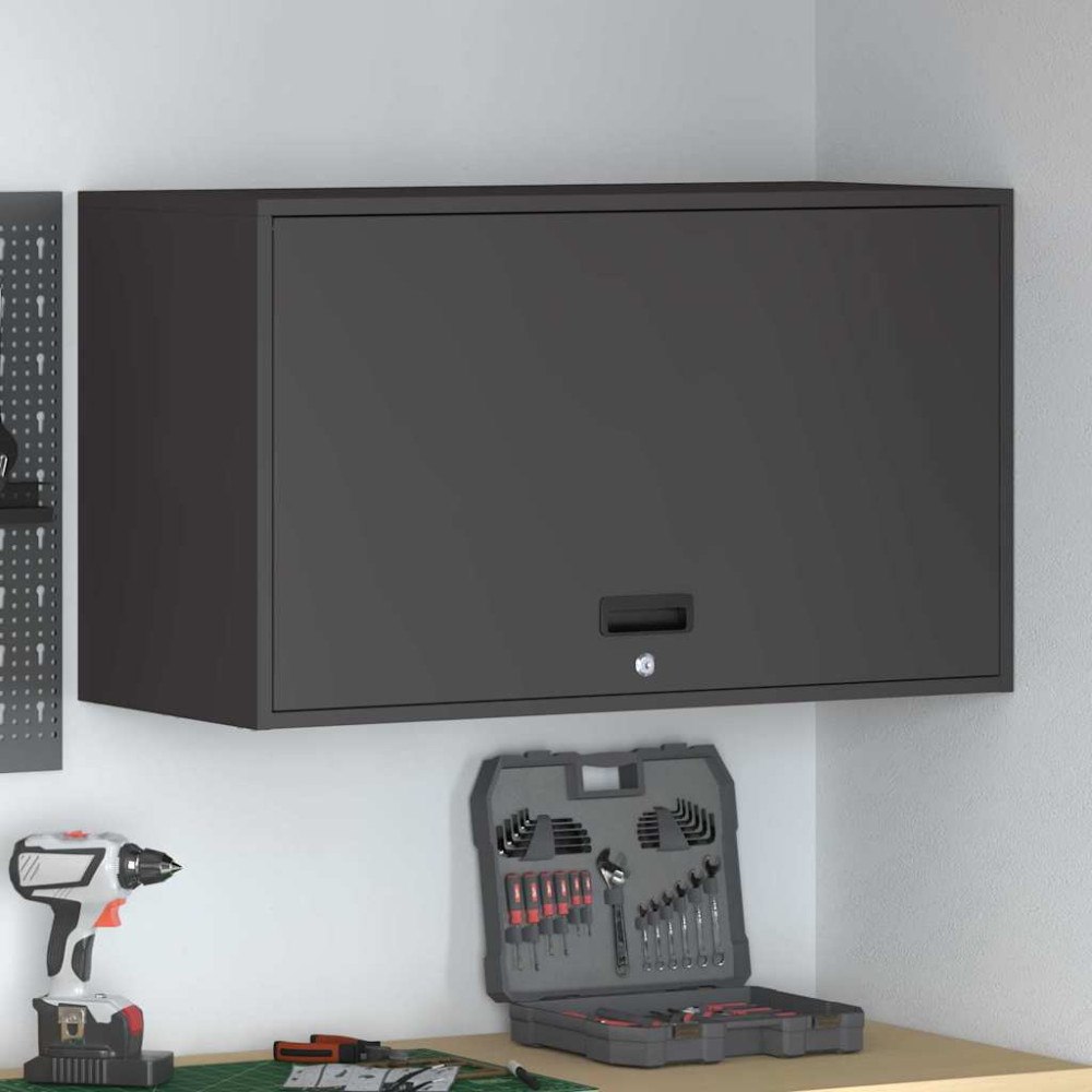 vidaXL Vägghylla för garage Svart 90 x 40 x 53 cm Pulverlackerad stål