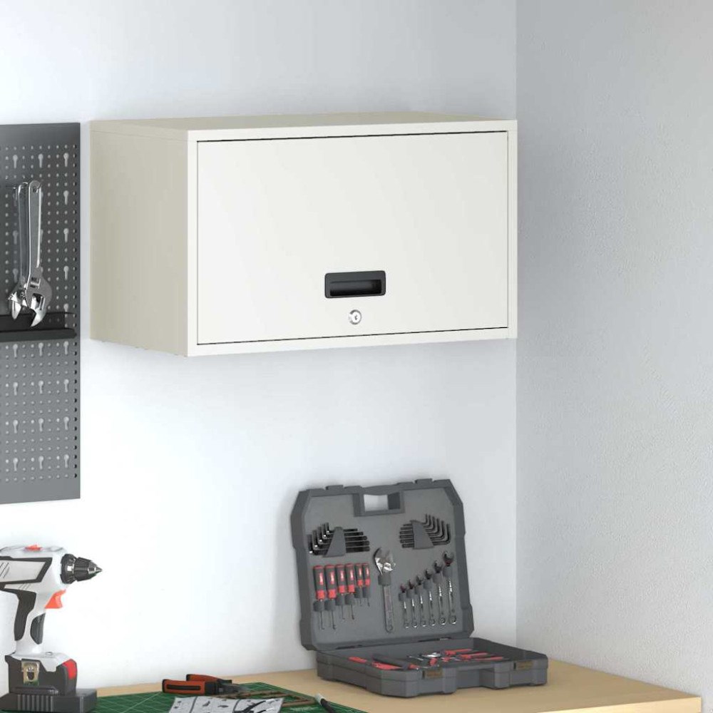 vidaXL Vägghylla för garage Vit 60 x 33 x 35 cm Pulverlackerad stål