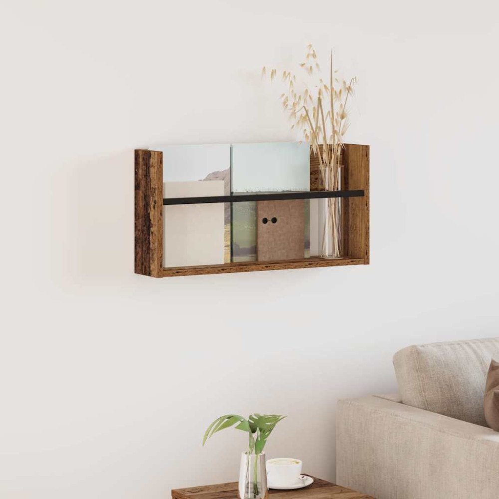 vidaXL Tidningshylla Gammalt trä 60 x 12 x 30 cm Konstruerat trä