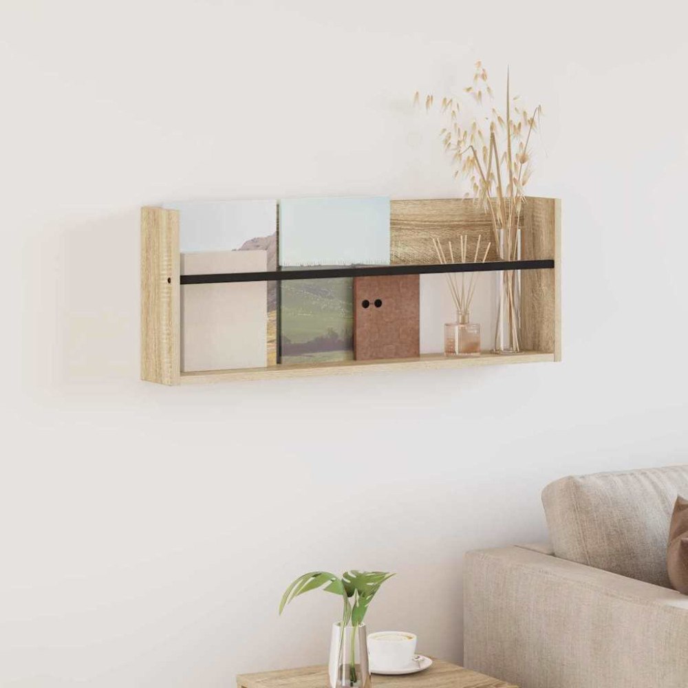 vidaXL Tidningshylla Sonoma-ek 80 x 12 x 30 cm Konstruerat trä