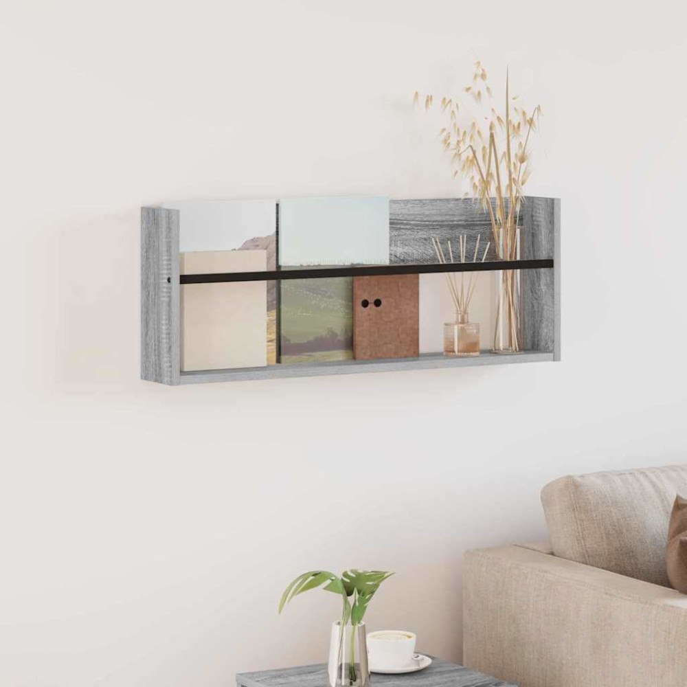 vidaXL Tidningshylla Grå Sonoma 80 x 12 x 30 cm Konstruerat trä
