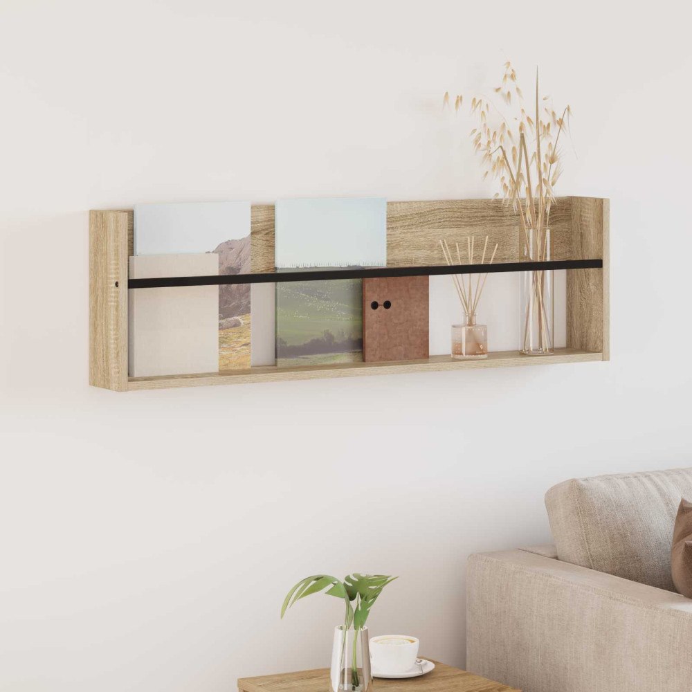 vidaXL Tidningshylla Sonoma-ek 100 x 12 x 30 cm Konstruerat trä