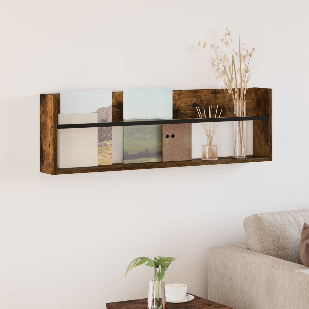 vidaXL Tidningshylla Rökt ek 100 x 12 x 30 cm Konstruerat trä