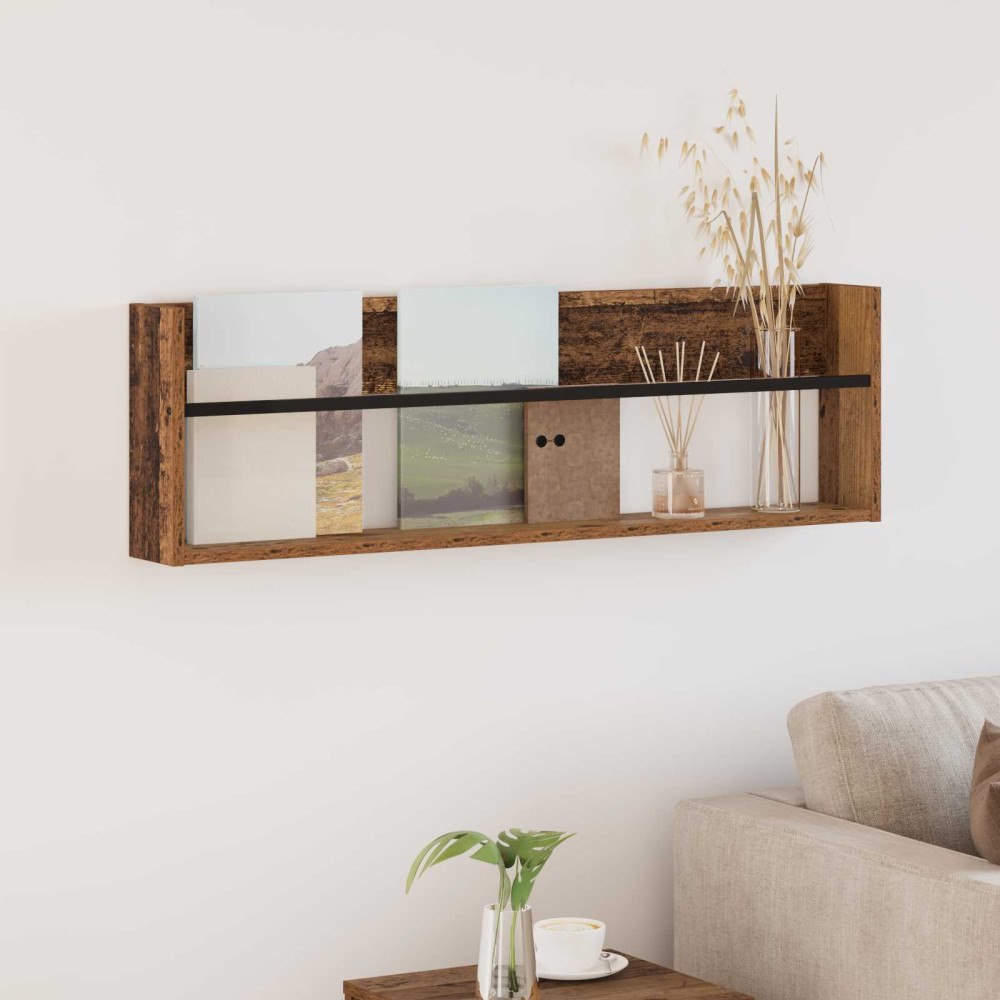 vidaXL Tidningshylla Gammalt trä 100 x 12 x 30 cm Konstruerat trä