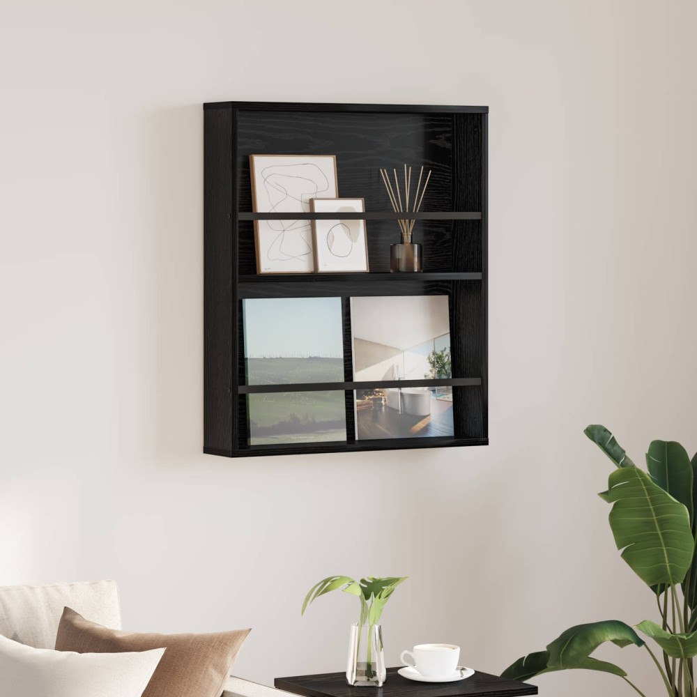 vidaXL Tidningshylla Svart Ek 60 x 12 x 70 cm Konstruerat trä