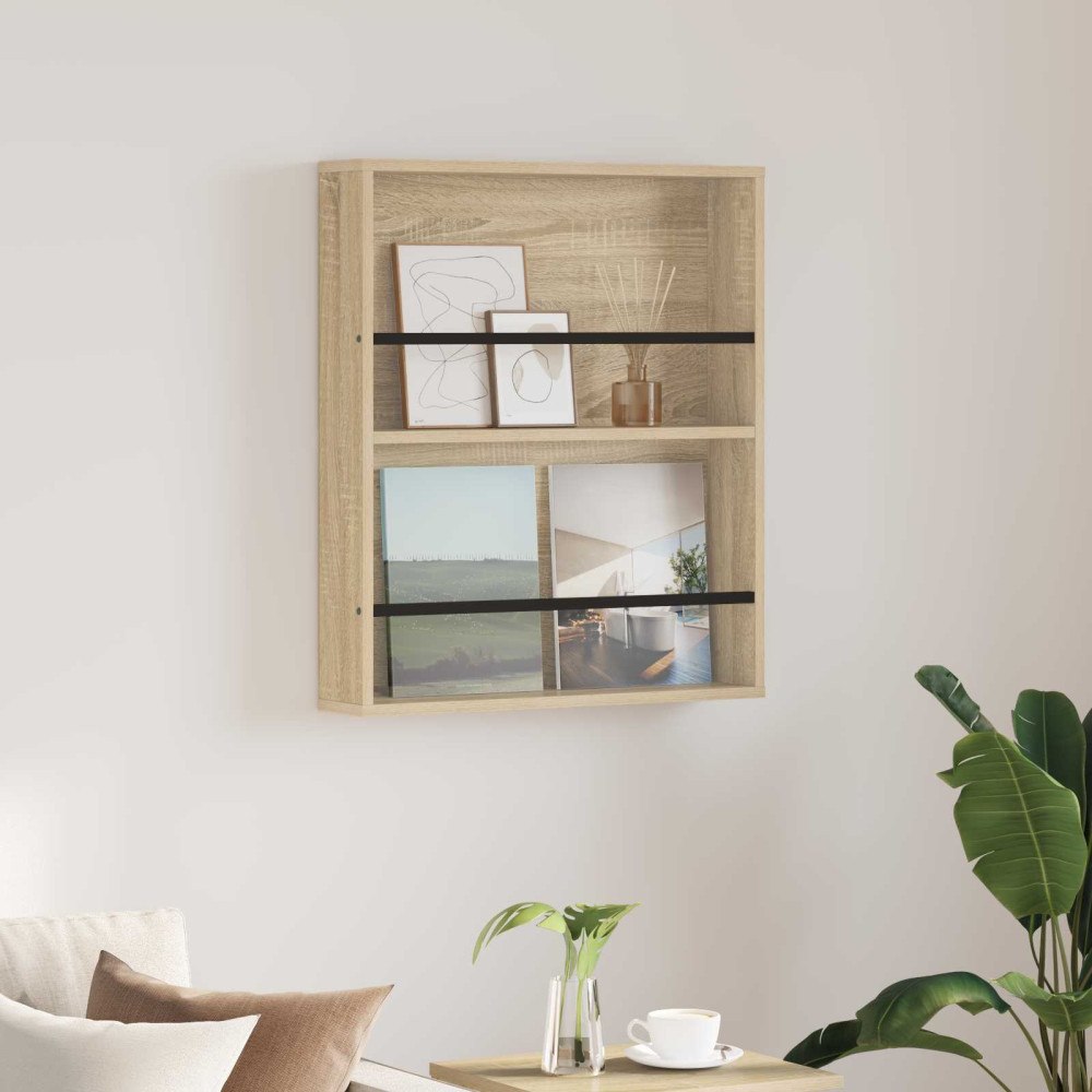 vidaXL Tidningshylla Sonoma-ek 60 x 12 x 70 cm Konstruerat trä