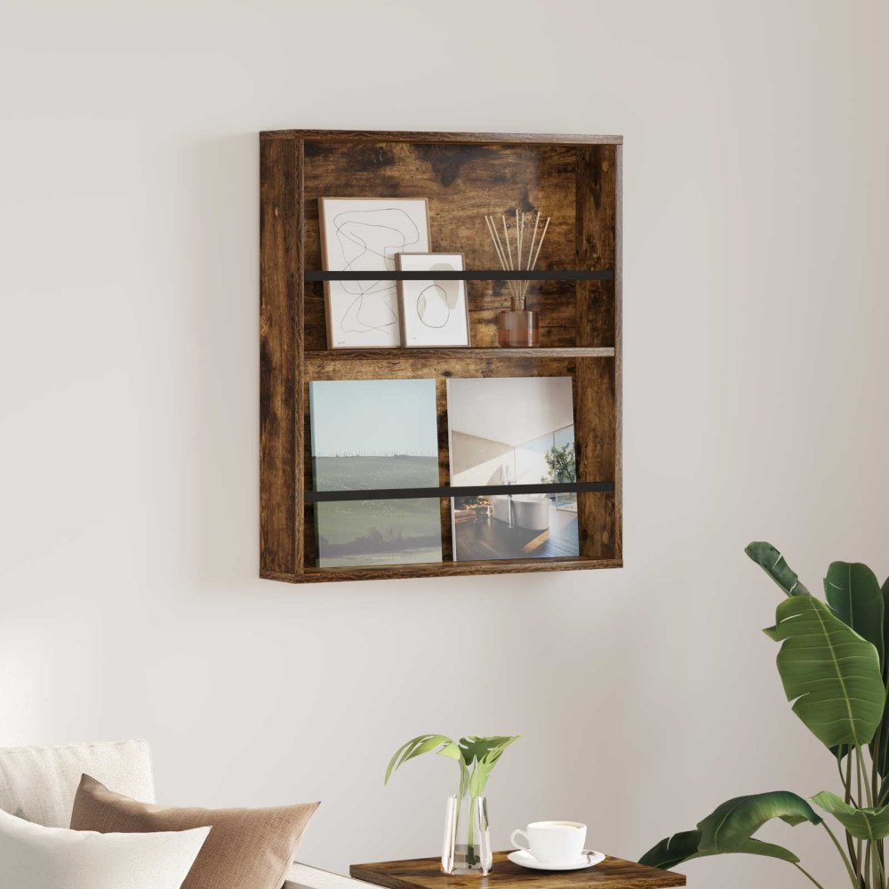 vidaXL Tidningshylla med hylla Rökt ek 60 x 12 x 70 cm Konstruerat trä