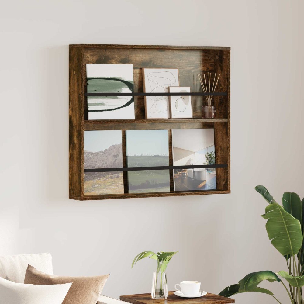 vidaXL Tidningshylla med hylla Rökt ek 80 x 12 x 70 cm Konstruerat trä