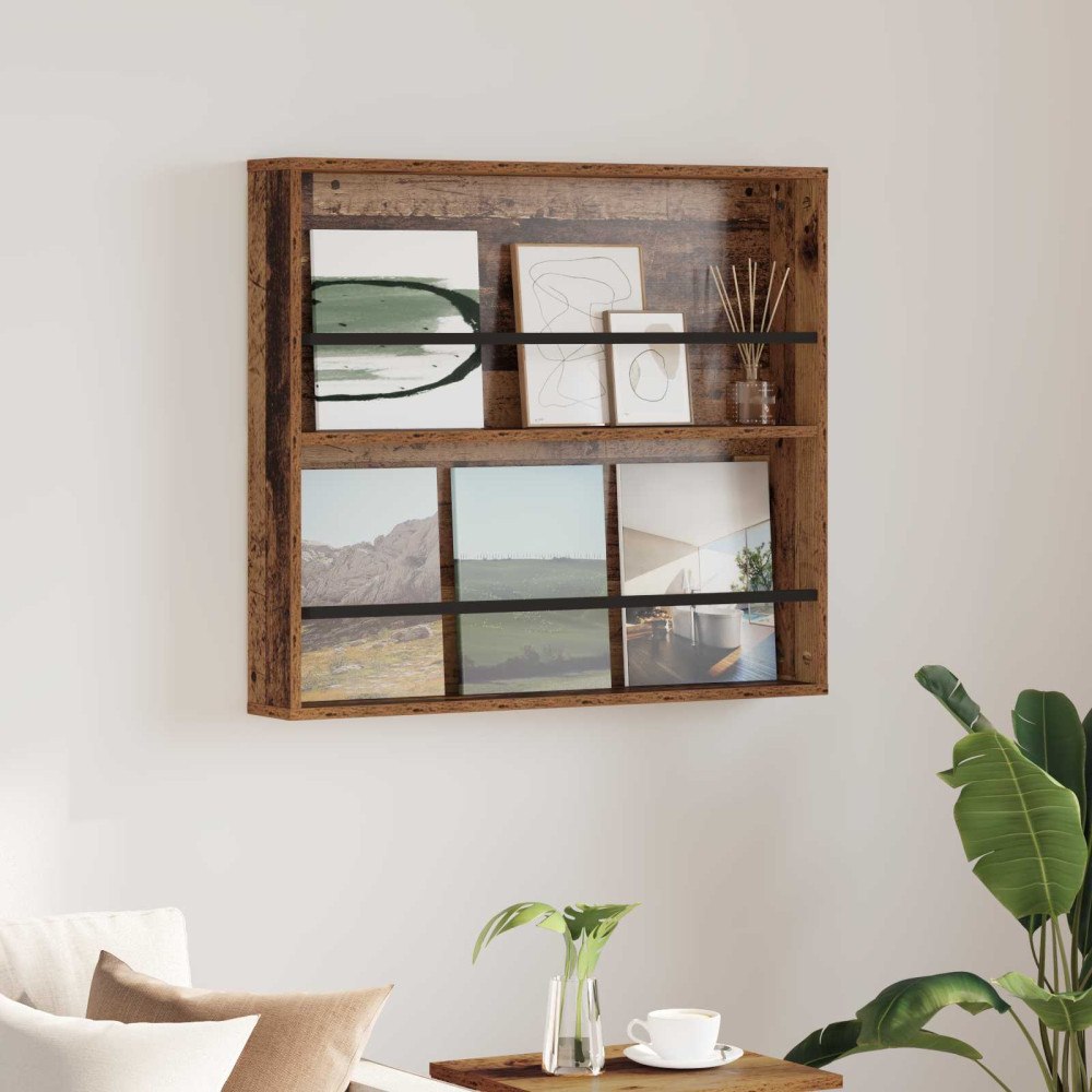 vidaXL Tidningshylla Gammalt trä 80 x 12 x 70 cm Konstruerat trä