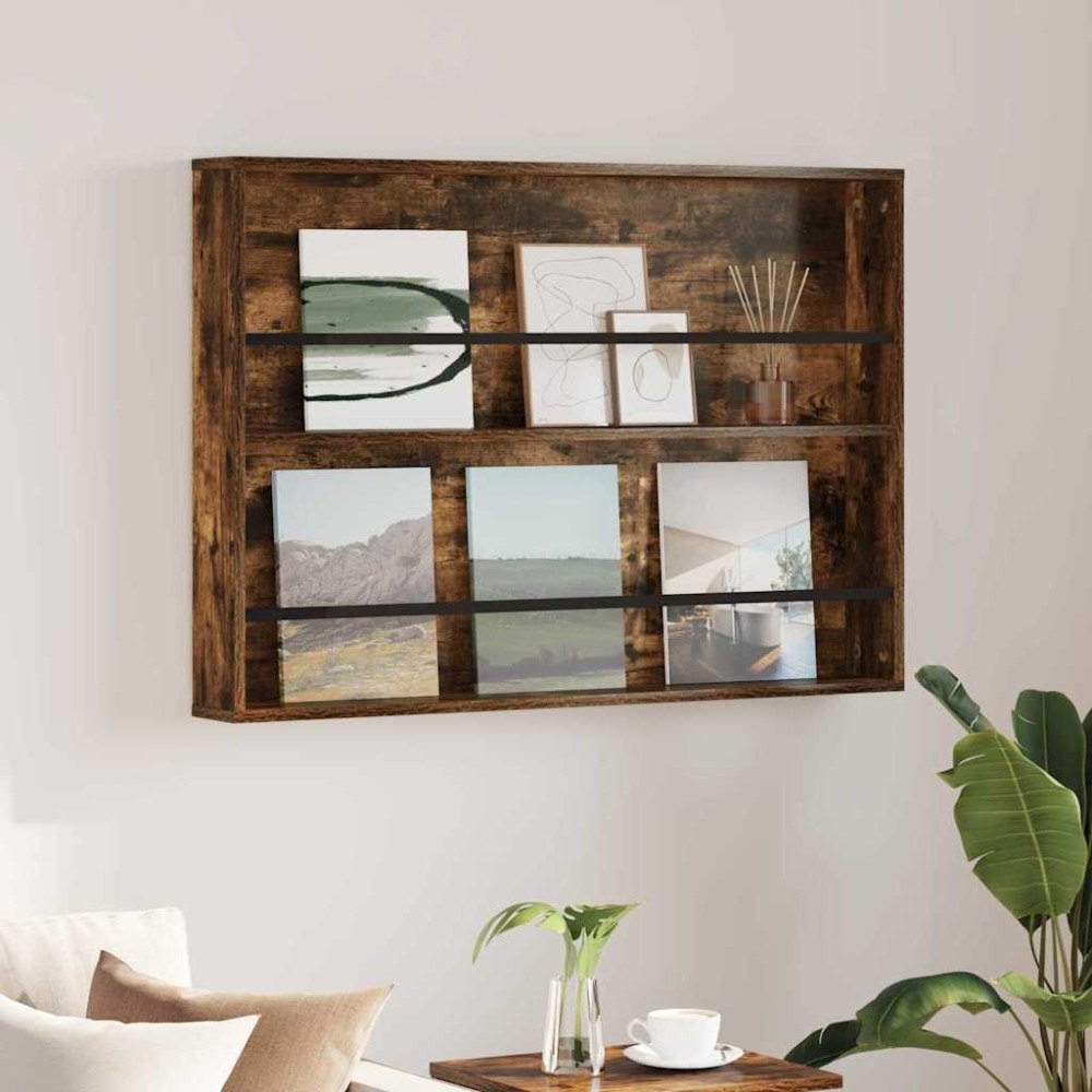 vidaXL Tidningshylla Rökt ek 100 x 12 x 70 cm Konstruerat trä