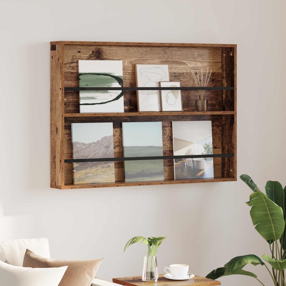 vidaXL Tidningshylla Gammalt trä 100 x 12 x 70 cm Konstruerat trä