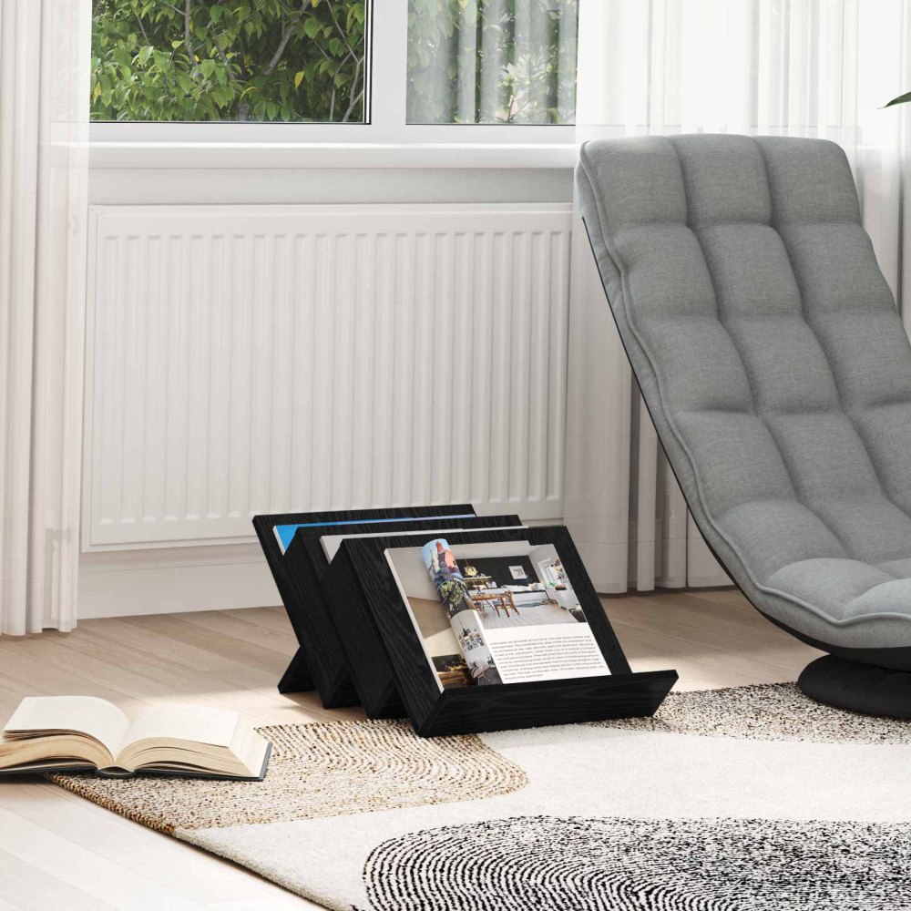 vidaXL Tidningshylla Svart Ek 53 x 40 x 28.5 cm Konstruerat trä