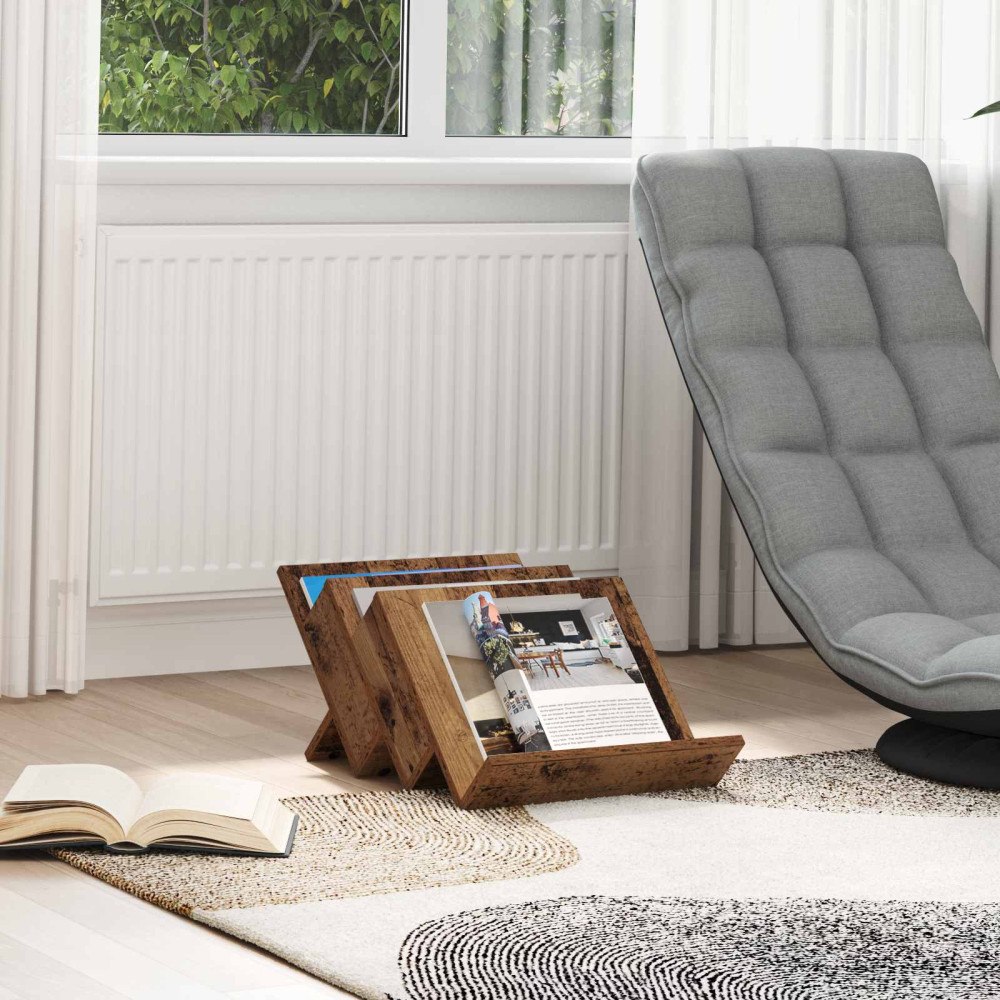vidaXL Tidningshylla Gammalt trä 53 x 40 x 28.5 cm Konstruerat trä