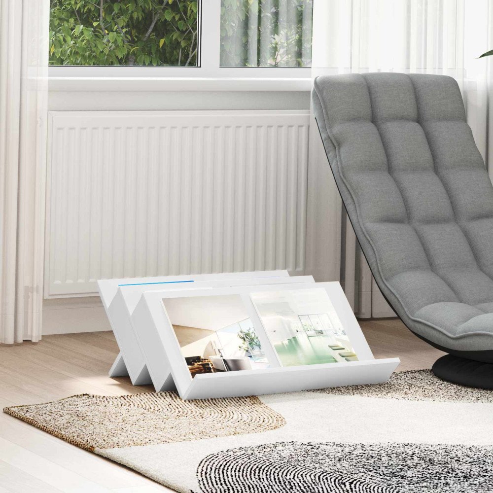 vidaXL Tidningshylla med hylla Vit 65 x 53 x 28,5 cm Konstruerat trä