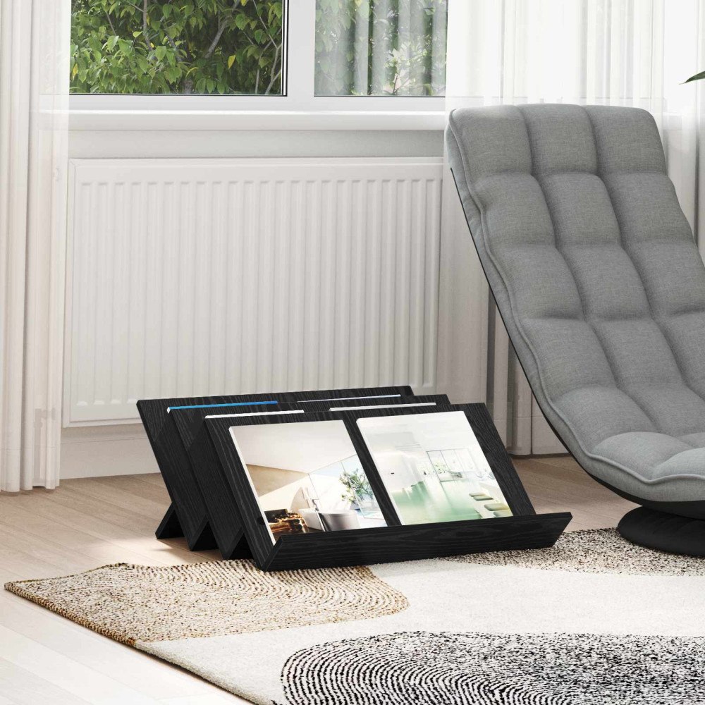 vidaXL Tidningshylla Svart Ek 65 x 53 x 28,5 cm Konstruerat trä