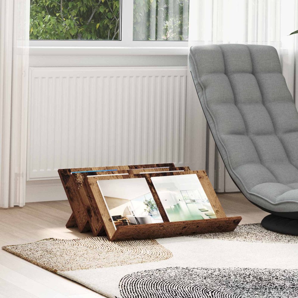 vidaXL Tidningshylla Gammalt trä 65 x 53 x 28,5 cm Konstruerat trä