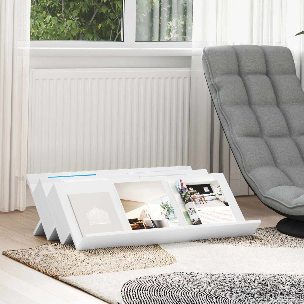 vidaXL Tidningshylla med hylla Vit 90 x 53 x 28,5 cm Konstruerat trä