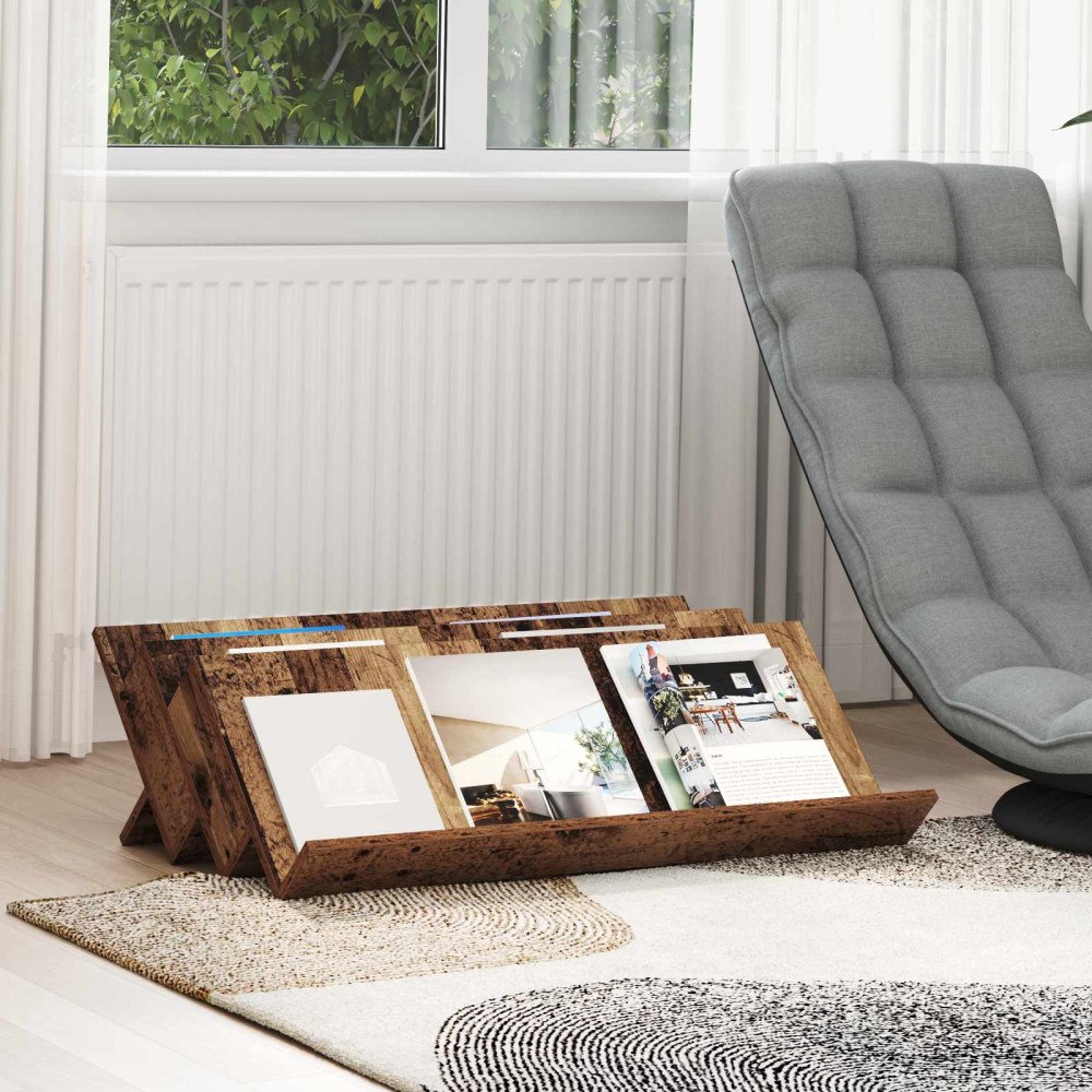 vidaXL Tidningshylla Gammalt trä 90 x 53 x 28,5 cm Konstruerat trä