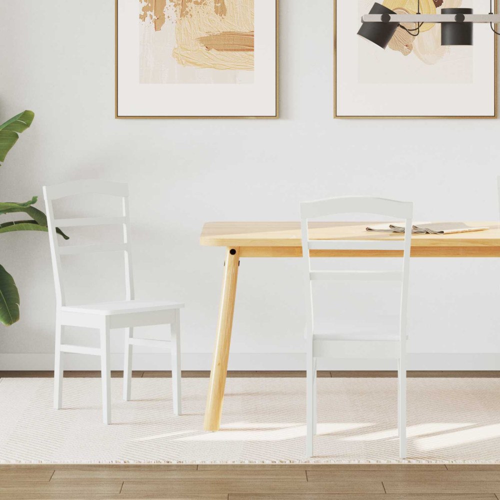 vidaXL Matstol 2 pcs Vit Massiv Gummiträ