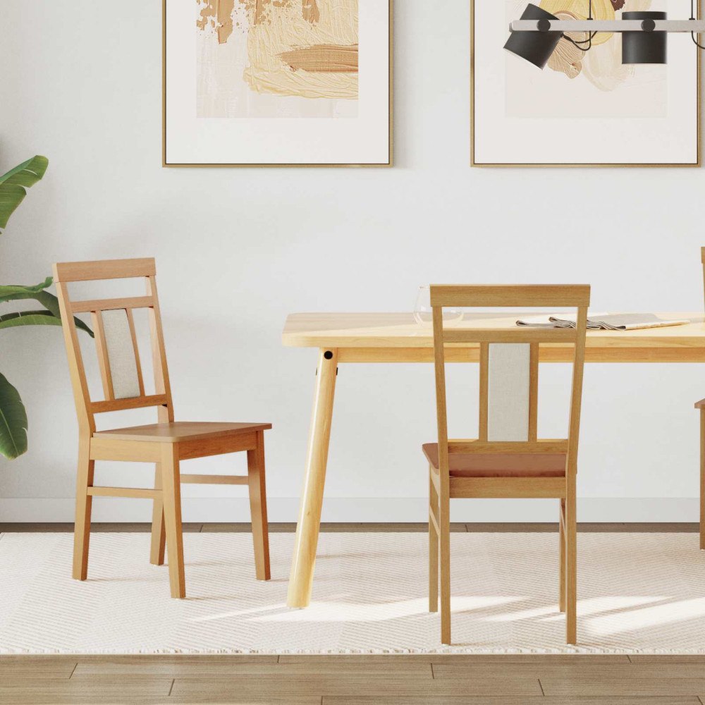 vidaXL Matstol 2 pcs Naturfärg Massiv Gummiträ