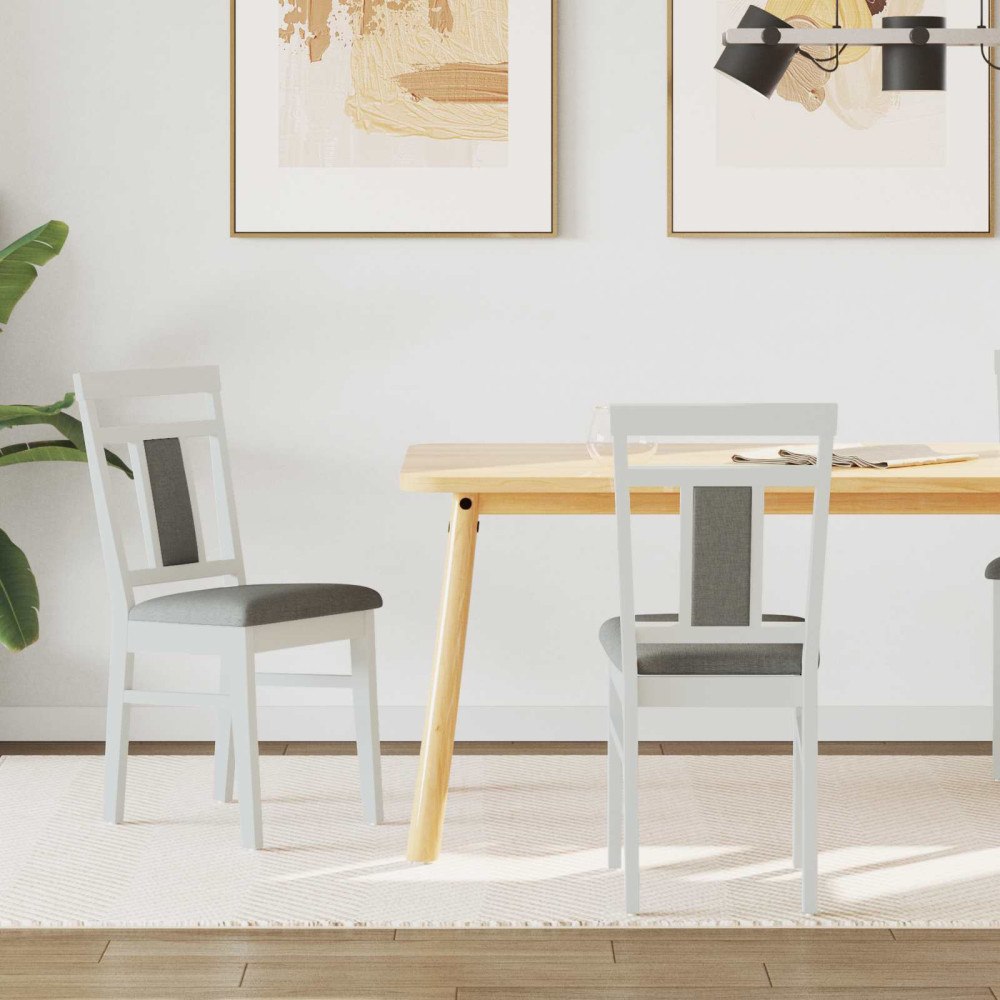 vidaXL Matstol 2 pcs Vitt och Grått Massiv Gummiträ