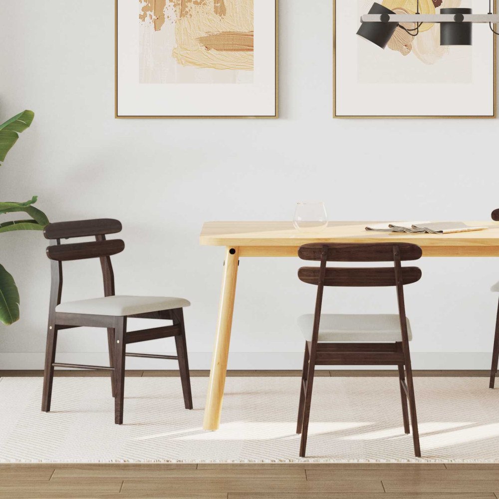 vidaXL Matstol 2 pcs Ljusbrun och ljus Massiv Gummiträ