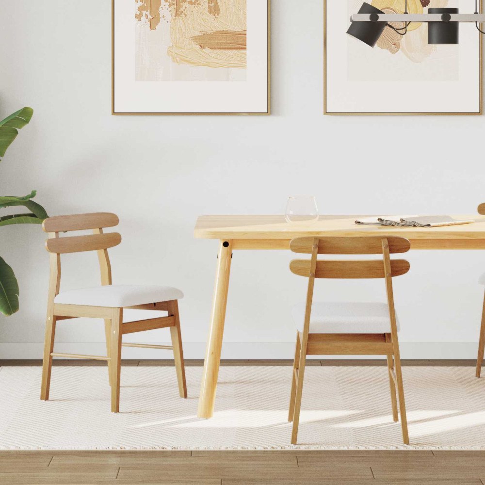 vidaXL Matstol 2 pcs Naturlig och ljus Massiv Gummiträ