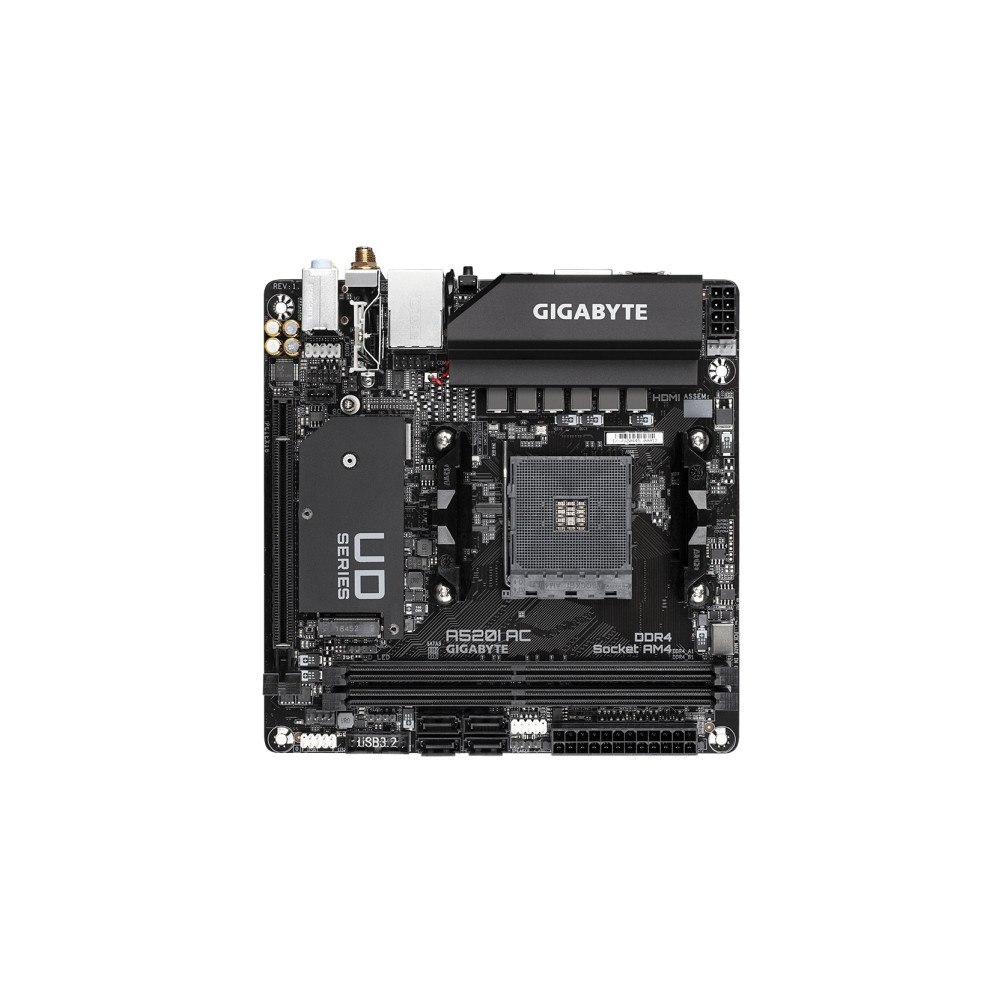 Gigabyte Technology Gigabyte A520I AC - 1.0 - moderkort - mini ITX - Socket AM4 - AMD A520