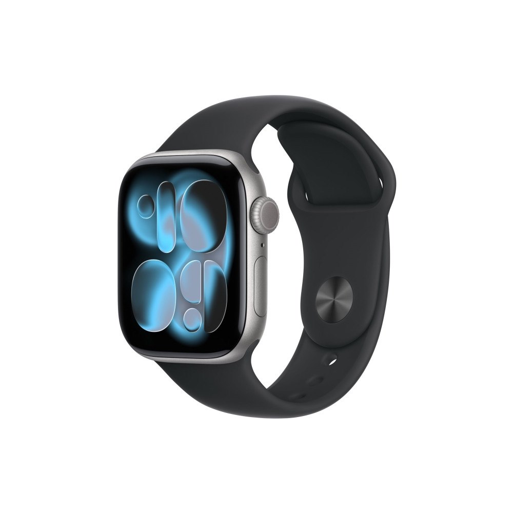 Apple Apple Watch Series 11 (GPS + Cellular) - rymdgrå aluminium - smart klocka med sportband - svart - 64 GB