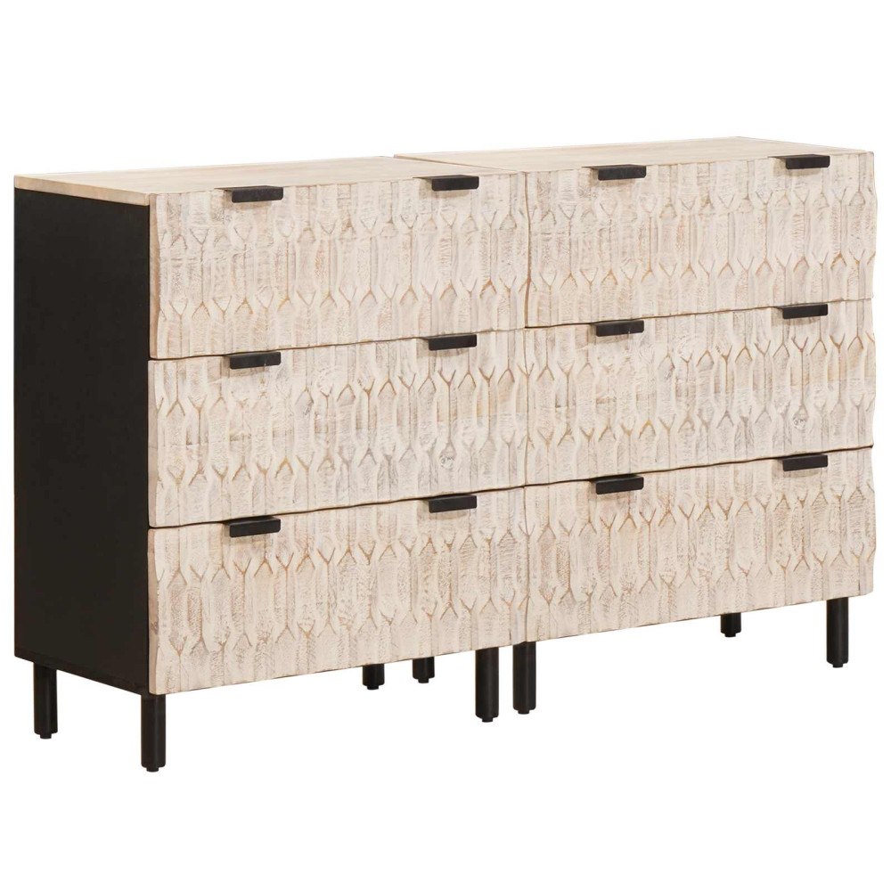 vidaXL Sideboard 2 pcs Vit Tvätt Finish 60 x 33 x 75 cm