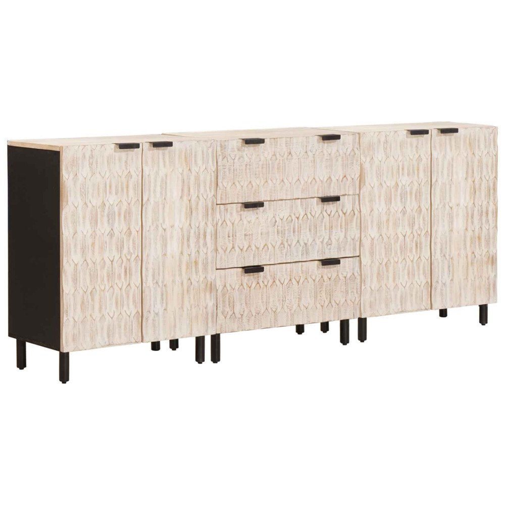 vidaXL Sideboard Vit Tvätt Finish Massivt mangoträ