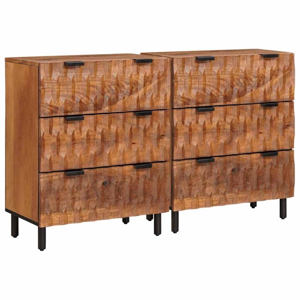 vidaXL Sideboard 2 pcs Acacia Brun Finish 60 x 33 x 75 cm